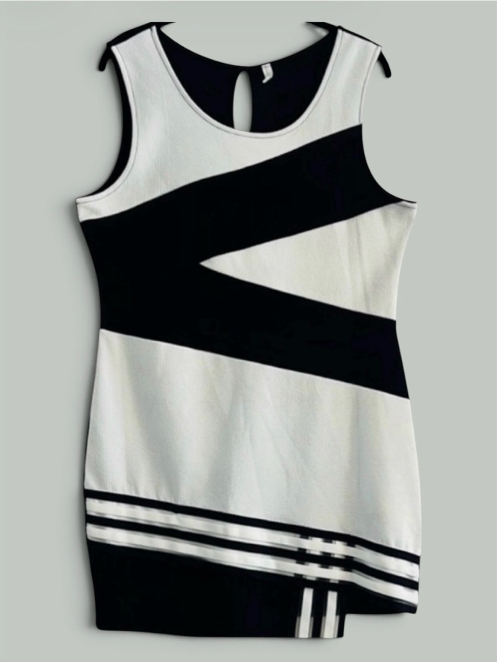 Cherry Mellow 60s Mod Geometric Optical Illusion Knit Mini Dress XL